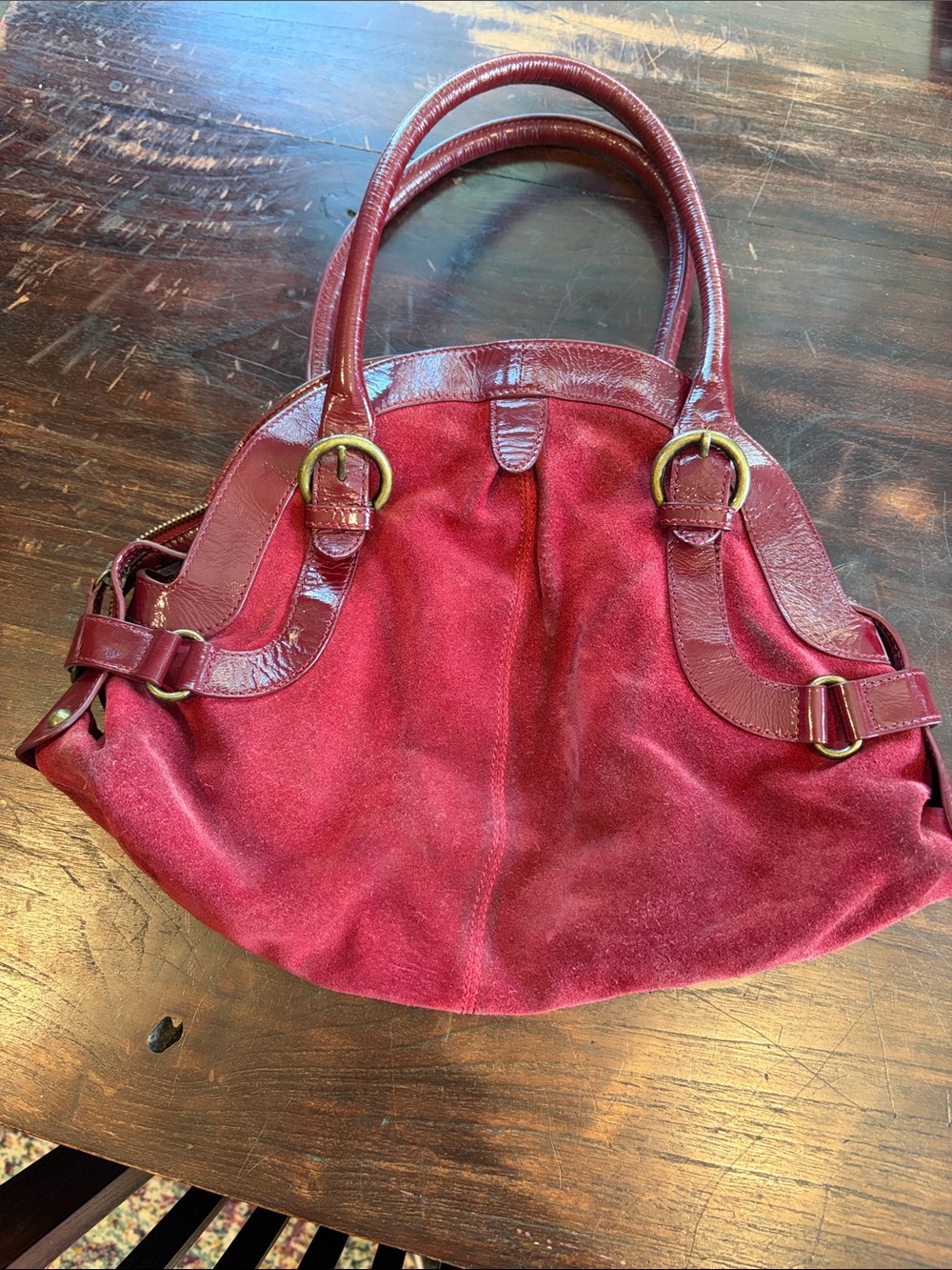 ANTHROPOLOGIE Burgundy Suede handbag by Bica Cheia